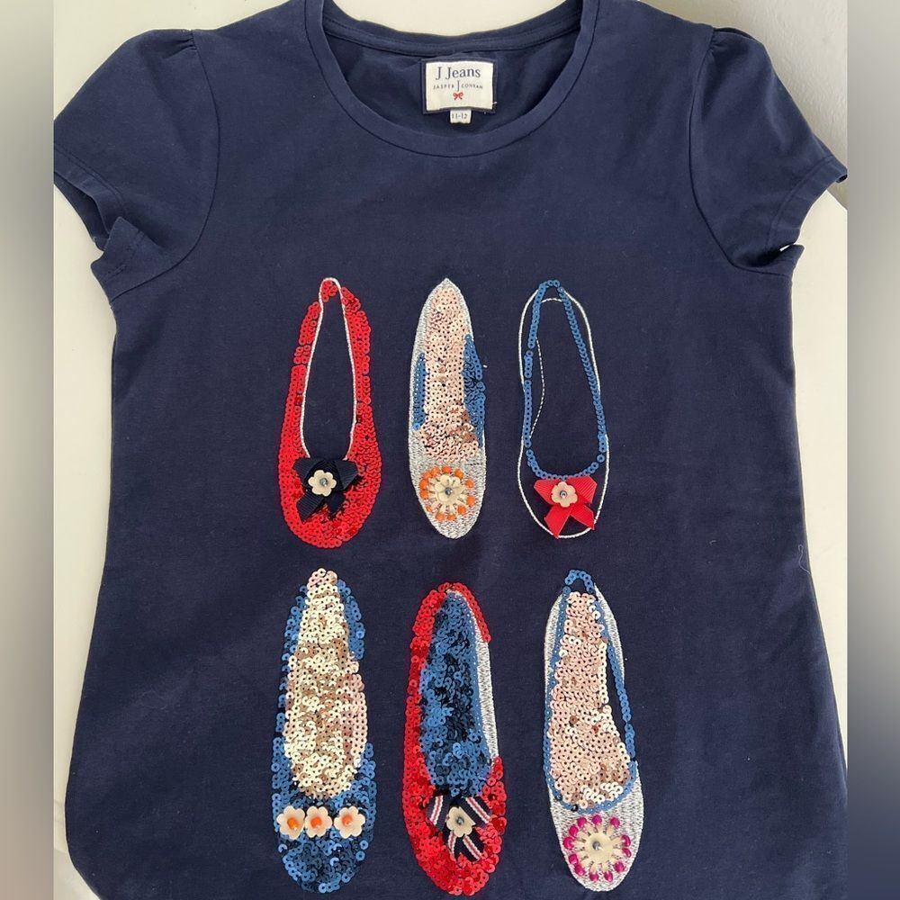 Jasper Conran Sequin Shoe Design T-Shirt size 12